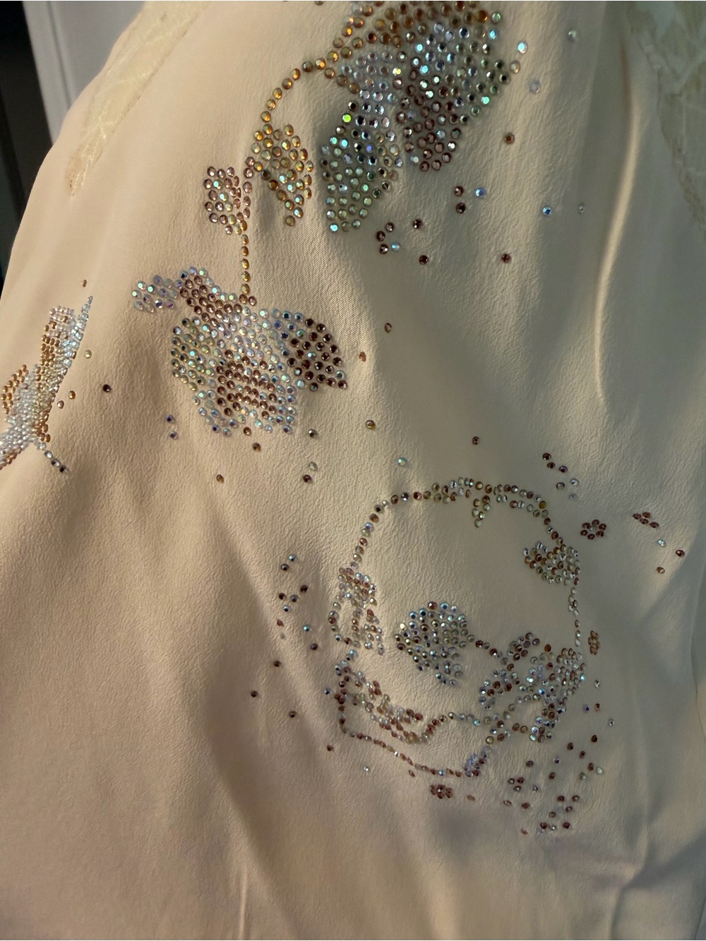 Zadig & Voltaire Christy Cream Lace-Trim silk Camisole with Sequin XS - Picture 2 of 9